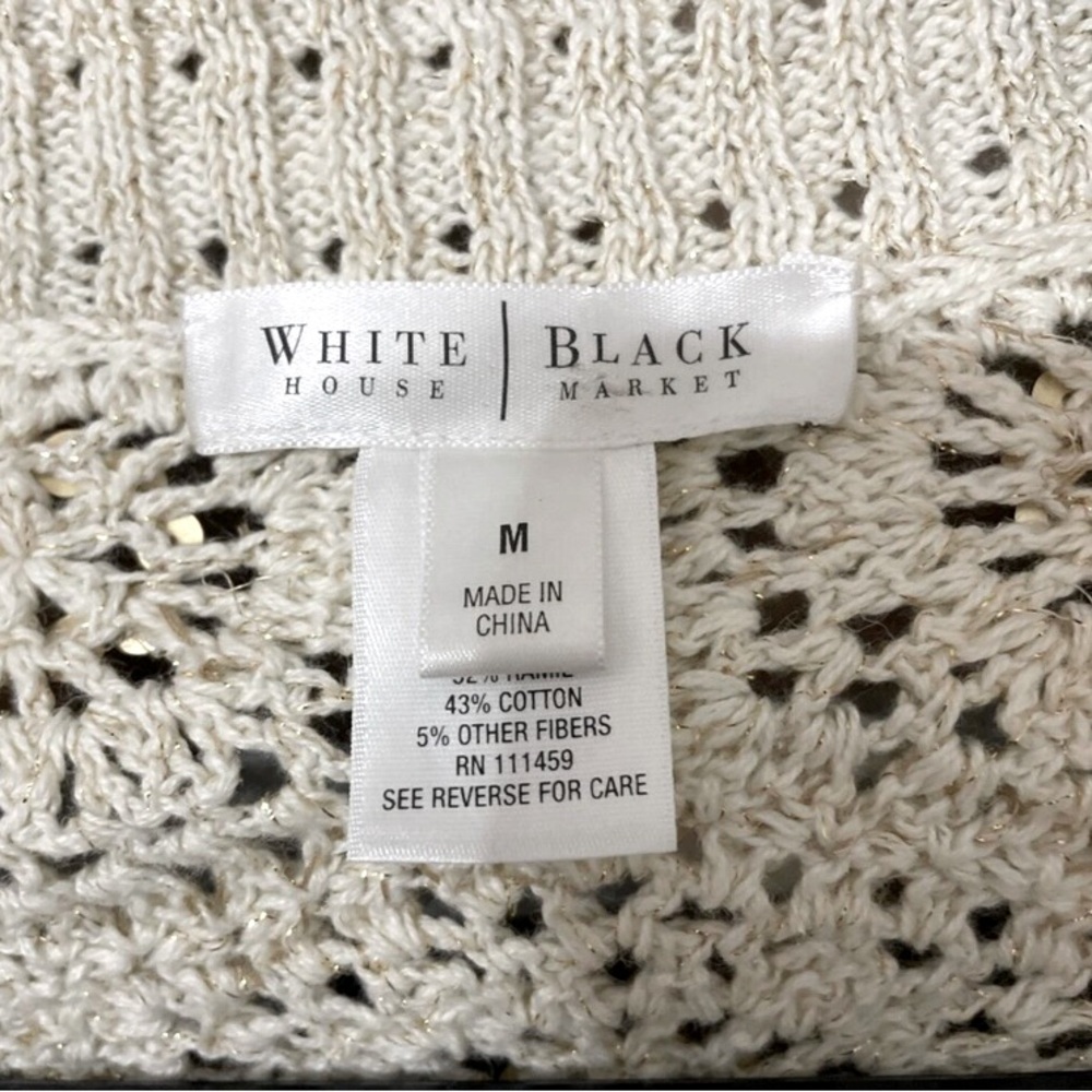 LN White House Black Market Cropped Embroidered Knit Sequin Open Cardigan Y2K - Picture 10 of 16